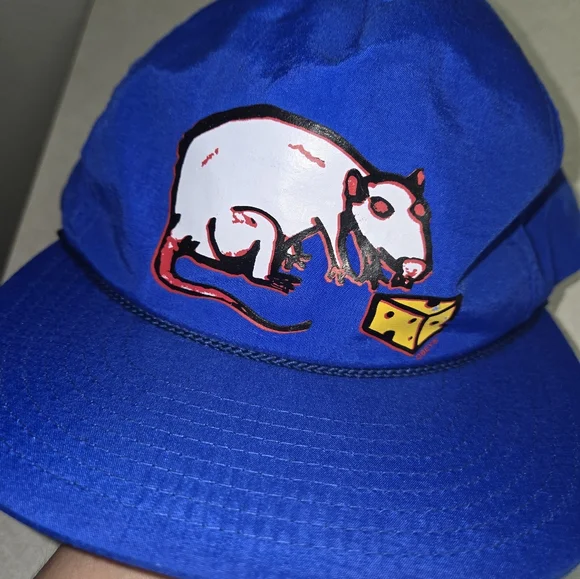 RARE Obey Blue Cap with white rat